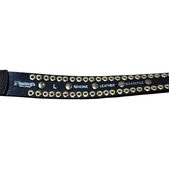Nocona Studded Jeweled Rhinestone Genuine Leather Western Belt Brown Gold Large